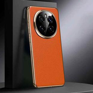 For Honor Magic7 Genuine Leather PC Phone Case(Orange)