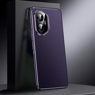 For Honor 300 Genuine Leather PC Phone Case(Dark Purple)