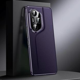 For Honor 300 Pro Genuine Leather PC Phone Case(Dark Purple)