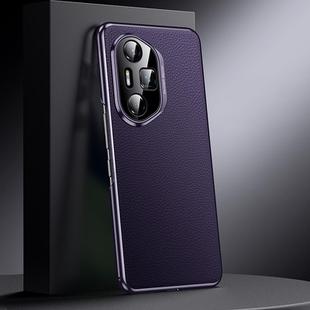For Honor 300 Ultra Genuine Leather PC Phone Case(Dark Purple)