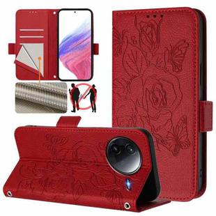 For Redmi K80 5G / K80 Pro 5G Embossed Rose RFID Anti-theft Leather Phone Case(Red)