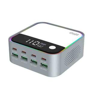 WLX-M8 120W Smart Digital Display Multi-Port Desktop Charger Dock Station, EU Plug(Grey White)