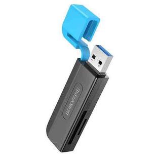 BOROFONE DH9 2 in 1 USB 3.0 to SD / TF 3.0 Card Reader(Black Blue)