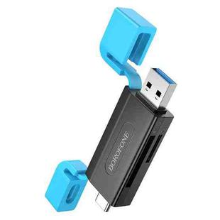 BOROFONE DH9 2 in 1 USB 3.0 / Type-C to SD / TF 3.0 Card Reader(Black Blue)