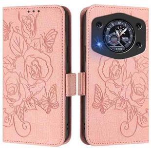 For Cubot A30 Embossed Rose RFID Anti-theft Leather Phone Case(Pink)