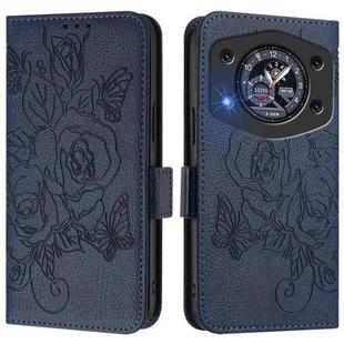 For Cubot A30 Embossed Rose RFID Anti-theft Leather Phone Case(Dark Blue)