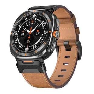 For Samsung Galaxy Watch Ultra 47mm Mecha Style Leather Watch Band(Dark Brown)