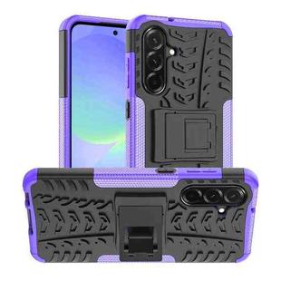 For Samsung Galaxy A36 5G Tire Texture TPU + PC Phone Case with Holder(Purple)