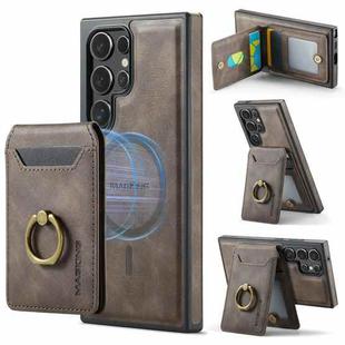 For Samsung Galaxy S23 Ultra 5G DG.MING K1 MagSafe Detachable Wallet RFID Back Cover Phone Case(Coffee)