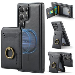 For Samsung Galaxy S25 Ultra 5G DG.MING K1 MagSafe Detachable Wallet RFID Back Cover Phone Case(Black)