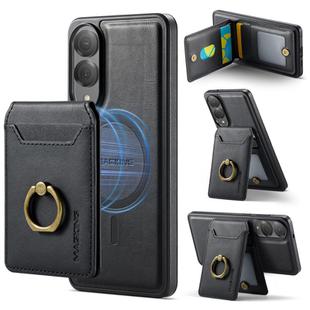 For Samsung Galaxy S25 Edge 5G DG.MING K1 MagSafe Detachable Wallet RFID Back Cover Phone Case(Black)