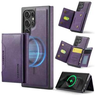 For Samsung Galaxy S24 Ultra 5G DG.MING MAGKING-K2 Series MagSafe RFID Card Bag Detachable Phone Case(Purple)