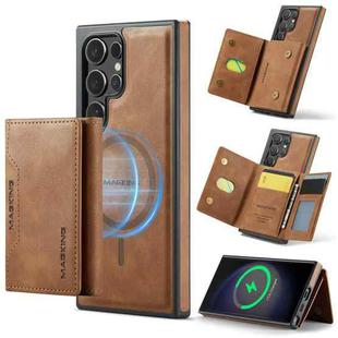 For Samsung Galaxy S23 Ultra 5G DG.MING MAGKING-K2 Series MagSafe RFID Card Bag Detachable Phone Case(Brown)