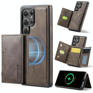 For Samsung Galaxy S25 Ultra 5G DG.MING MAGKING-K2 Series MagSafe RFID Card Bag Detachable Phone Case(Coffee)
