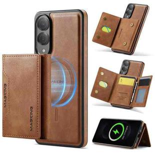 For Samsung Galaxy S25 Edge 5G DG.MING MAGKING-K2 Series MagSafe RFID Card Bag Detachable Phone Case(Brown)