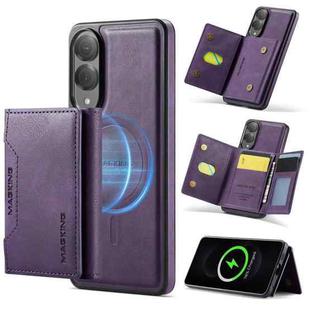 For Samsung Galaxy S25 Edge 5G DG.MING MAGKING-K2 Series MagSafe RFID Card Bag Detachable Phone Case(Purple)