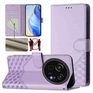 For Sharp Aquos R9 Pro Honeycomb Embossing RFID Leather Phone Case(Light Purple)