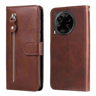 For Tecno Camon 30 4G / 5G Fashion Calf Texture Zipper Leather Phone Case(Brown)