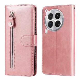 For Tecno Camon 30 Premier Fashion Calf Texture Zipper Leather Phone Case(Rose Gold)