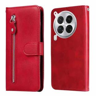 For Tecno Camon 30 Premier Fashion Calf Texture Zipper Leather Phone Case(Red)