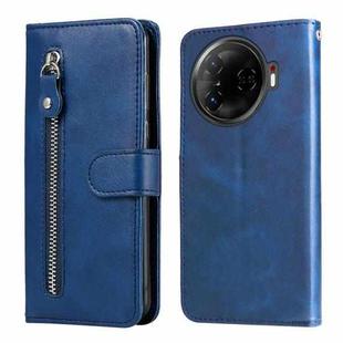 For Tecno Camon 30 Pro Fashion Calf Texture Zipper Leather Phone Case(Blue)