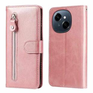 For Tecno Spark Go 1 / Pop 9 / Spark Go 2025 Fashion Calf Texture Zipper Leather Phone Case(Rose Gold)