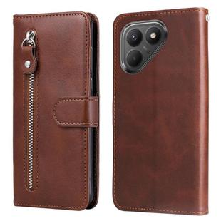 For Tecno Pova 7 5G Fashion Calf Texture Zipper Leather Phone Case(Brown)