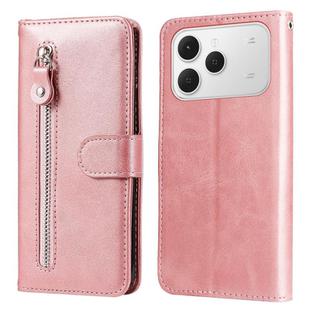 For Tecno Spark 40 4G Fashion Calf Texture Zipper Leather Phone Case(Rose Gold)
