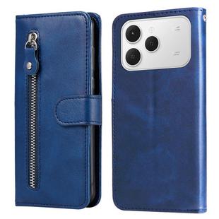 For Tecno Spark 40 4G Fashion Calf Texture Zipper Leather Phone Case(Blue)