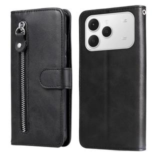 For Tecno Spark 40 4G Fashion Calf Texture Zipper Leather Phone Case(Black)