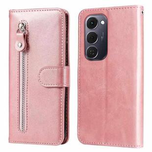 For Tecno Spark 40 Pro+ 4G Fashion Calf Texture Zipper Leather Phone Case(Rose Gold)