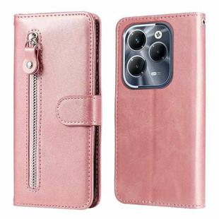 For Infinix Hot 40 / Hot 40 Pro Fashion Calf Texture Zipper Leather Phone Case(Rose Gold)