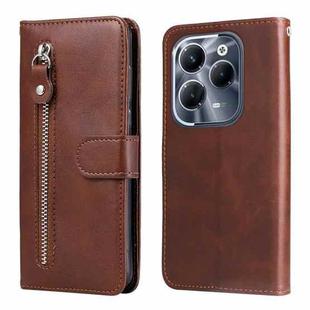 For Infinix Hot 40 / Hot 40 Pro Fashion Calf Texture Zipper Leather Phone Case(Brown)