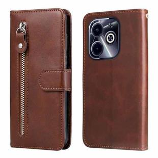 For Infinix Hot 40i Fashion Calf Texture Zipper Leather Phone Case(Brown)