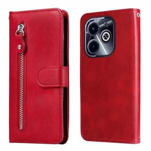 For Infinix Hot 40i Fashion Calf Texture Zipper Leather Phone Case(Red)