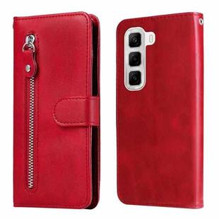 For Infinix Hot 50 4G Fashion Calf Texture Zipper Leather Phone Case(Red)