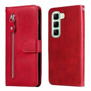 For Infinix Hot 50 5G Fashion Calf Texture Zipper Leather Phone Case(Red)