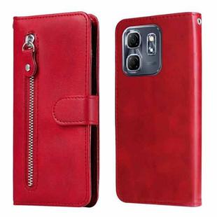 For Infinix Hot 50i / Smart 9 Fashion Calf Texture Zipper Leather Phone Case(Red)