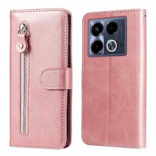 For Infinix Note 40 4G Fashion Calf Texture Zipper Leather Phone Case(Rose Gold)