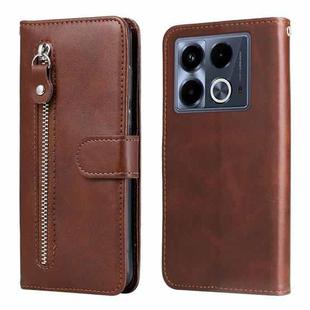 For Infinix Note 40 4G Fashion Calf Texture Zipper Leather Phone Case(Brown)