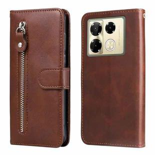 For Infinix Note 40 Pro 4G / 5G / Note 40 Pro+ Fashion Calf Texture Zipper Leather Phone Case(Brown)