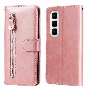 For Infinix Hot 50 Pro+ 4G Fashion Calf Texture Zipper Leather Phone Case(Rose Gold)