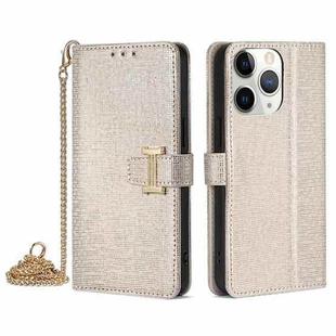 For iPhone 11 Pro Max POLA Crossbody Chain I-Shape Buckle Sequins Leather Phone Case(White)