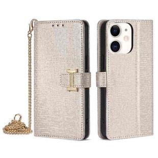 For iPhone 11 POLA Crossbody Chain I-Shape Buckle Sequins Leather Phone Case(White)