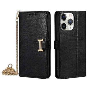 For iPhone 11 Pro POLA Crossbody Chain I-Shape Buckle Sequins Leather Phone Case(Black)
