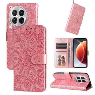 For Tecno Camon 30 Premier Embossed Sunflower Leather Phone Case(Pink)