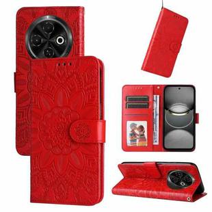 For Tecno Spark 30C Embossed Sunflower Leather Phone Case(Red)