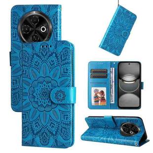 For Tecno Spark 30C Embossed Sunflower Leather Phone Case(Blue)