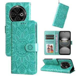 For Tecno Spark 30C Embossed Sunflower Leather Phone Case(Green)