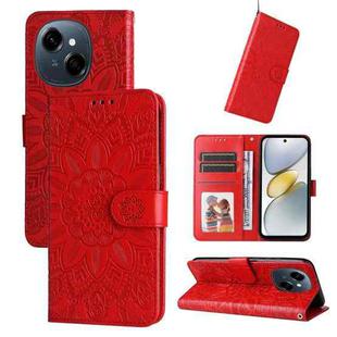 For Tecno Spark Go 1 / Pop 9 / Spark Go 2025 Embossed Sunflower Leather Phone Case(Red)